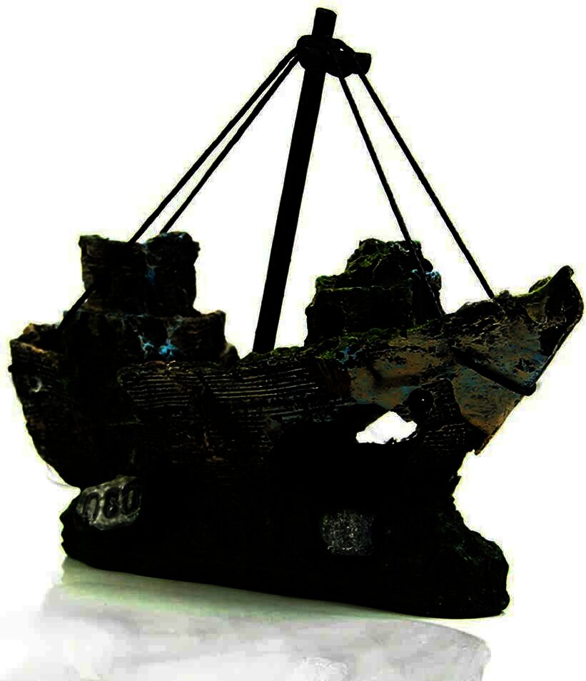 Superdream Resin Fishing Boat Aquarium Ornament Plastic Decoration Sunken Pirate Ship Theme