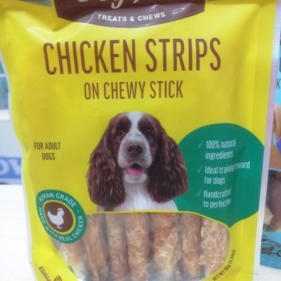DOG FEST CHICKEN STRIPS ON CHEWY STICK 90G